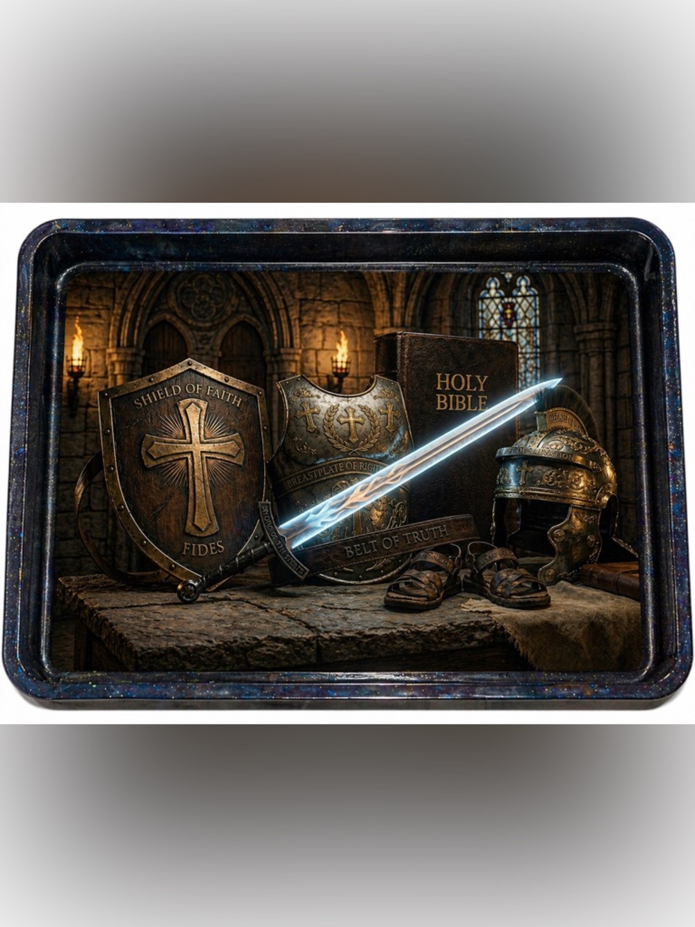 NORE’S NOVELTIES Handcrafted Decorative Vanity/ Serving Tray “ARMOUR OF GOD”